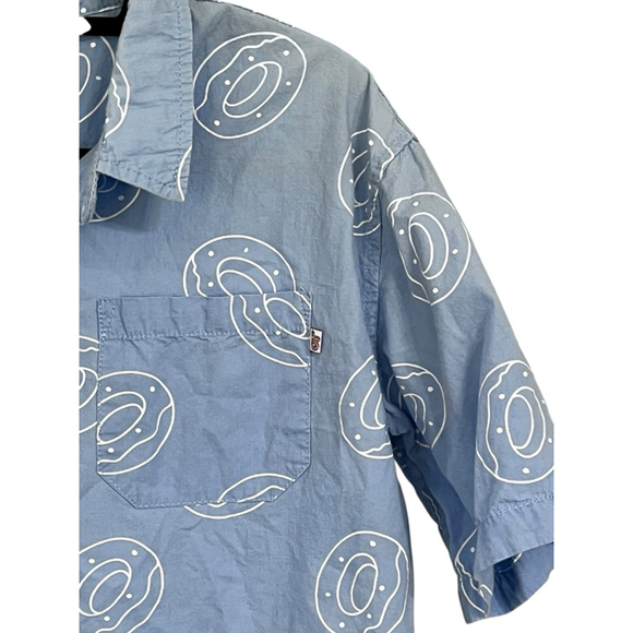 Odd Future OFWGKTA Short Sleeve Button Down Donut Shirt Size Medium Tyler Blue - Picture 3 of 5